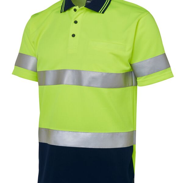 JB's Hi Vis S/S (D+N) Trad Polo Lime/Navy S Thumbnail