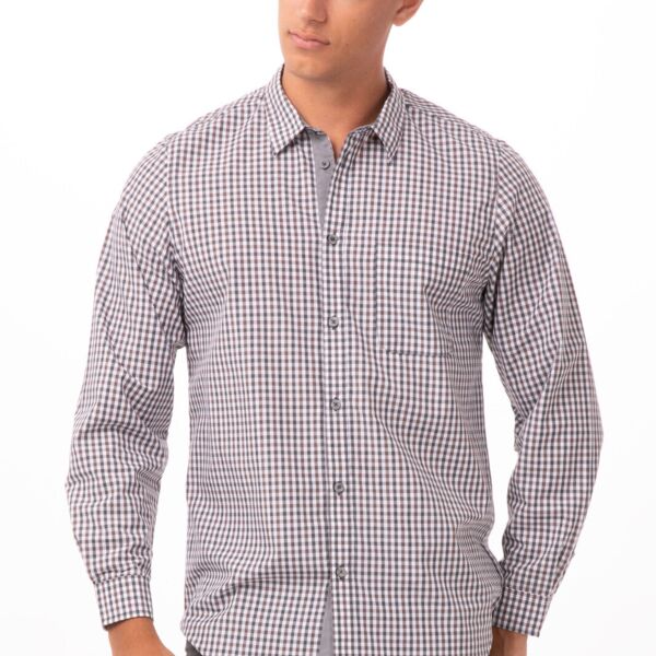 CHEF WORKS Modern Gingham Long Sleeve Dress Shirt Thumbnail